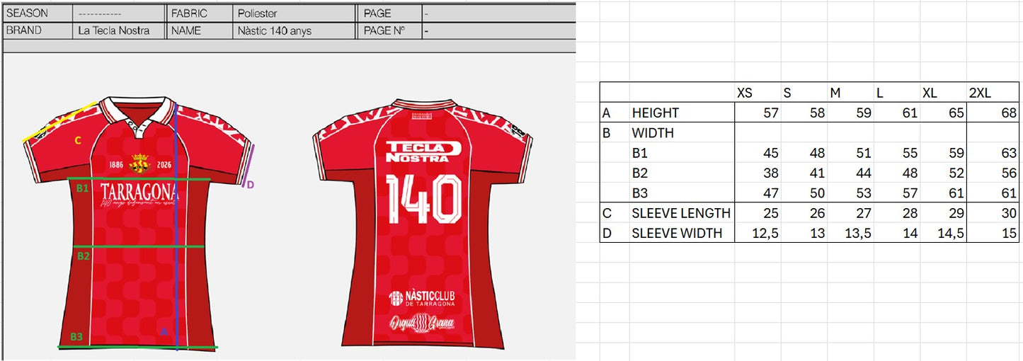 Samarreta Nàstic Retro Dona - 140 Aniversari Club Gimnàstic de Tarragona